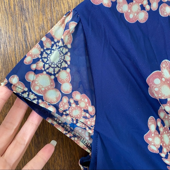 Tribal Print V Neck Short Sleeve Dress Size L - Picture 5 of 9